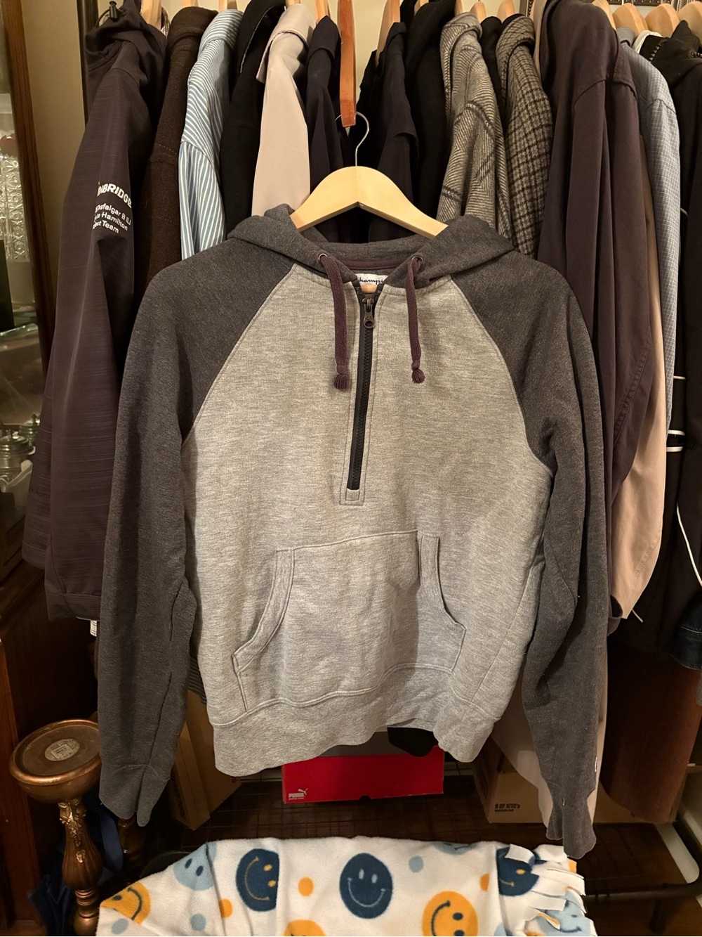 Champion Women’s Two-Tone Gray Half-Zip Hoodie
